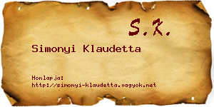 Simonyi Klaudetta névjegykártya